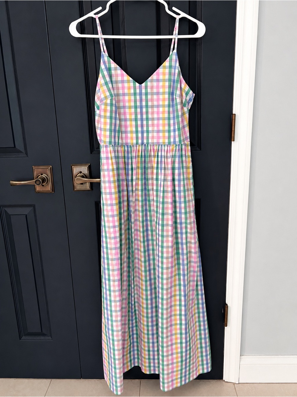 J. Crew Pastel Gingham Maxi Dress - Pink, Green, Blue, Yellow